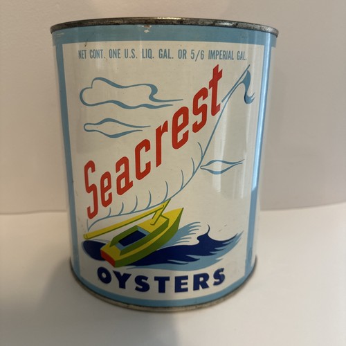 Vintage 1 Gallon Seacrest Oysters Tin/Can
