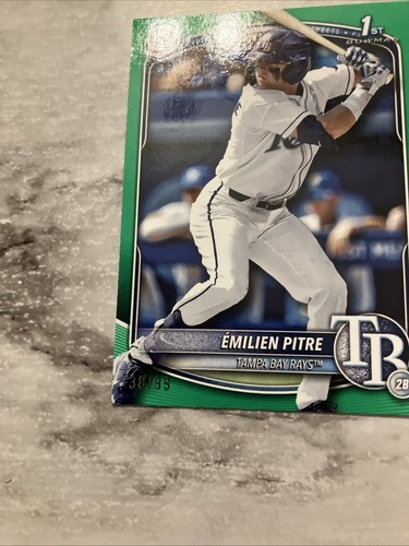 2025 Bowman Emilien Pitre #BP-83 Green /99 Rays - Foto 2 di 3