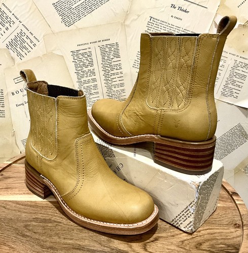 Anthropologie Frye Campus Chelsea Stiefelette hellsand abgenutzt Leder 7 NEU - Bild 4 von 12