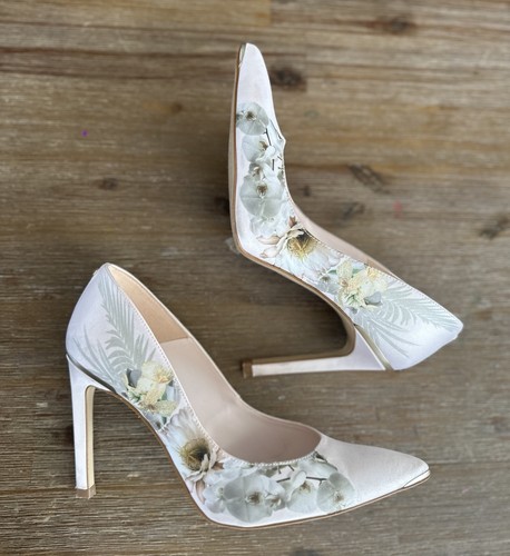 TED BAKER Melnip Pink Satin With Floral Print Womens Pumps Sz EUR 40 US 9 - Picture 10 of 14