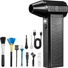 Compressed Air Duster, 180000RPM Electric Air Duster Whit LED Lighting  9 Brush