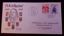 1957 M A DE RUYTER FIRST DAY COVER FDC NEDERLAND NETHERLANDS K7
