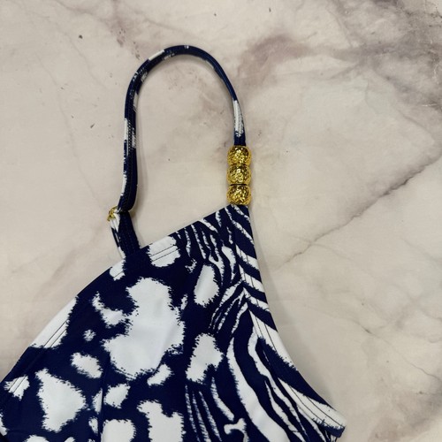 Beyond Control Mesh Cut Out Einteiler Badeanzug Blau Weiß Animal Gr. 14 Neu - Bild 5 von 8