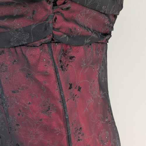 Vintage Morgan Co Prom Dress Maxi Gown 8 Red Black 90s Y2K Goth Grunge Floral - Picture 13 of 13