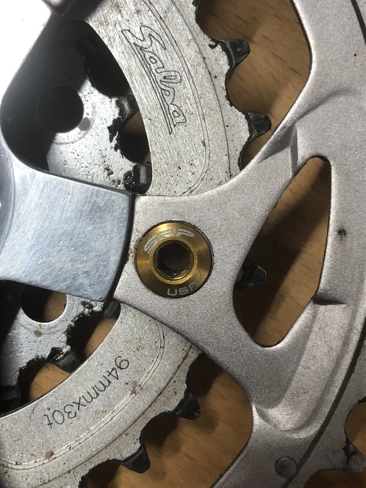 Manivela de 3 piezas vintage White Industries con soporte inferior Ti y pernos Foto 4 de 4