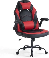 Sweetcrispy Ergonomic Gaming Desk Chair - Computer Video with Comfy Black Red 