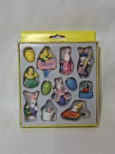 Holz bemalt Osterei & Hase Hase Ornamente Mini Baumschmuck - Bild 1 von 7