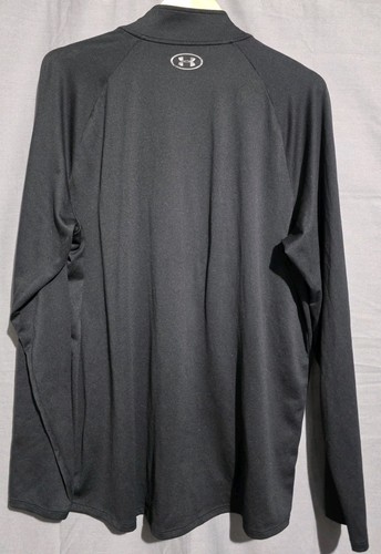 Under Armour Shirt Mens XL UA Tech Heatgear 1/4 Zip Solid Black Pullover Stretch - Picture 3 of 4