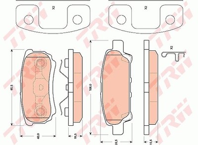 TRW Bremsbelagsatz, Scheibenbremse Hinterachse u.a. für CHRYSLER, DODGE, JEEP