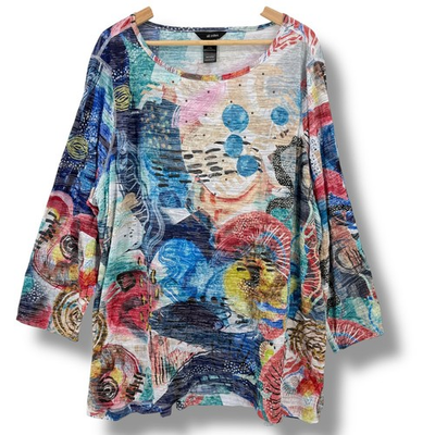 #ad Ali Miles Abstract Art Print Artsy Shirt Plus Size 3X Artsy Lagenlook Top $30.00