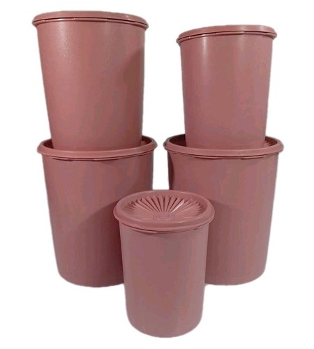 5er Set Tupperware Stapelkanister rosa Dusty Rose stapelbar Vintage - Bild 1 von 14
