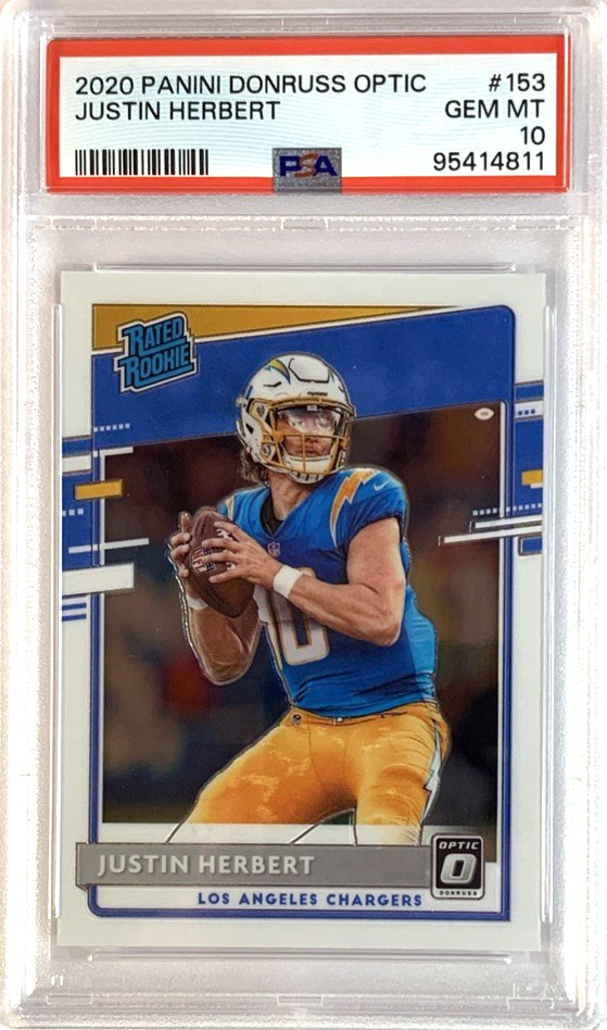 2020 PANINI DONRUSS OPTIC #153 JUSTIN HERBERT ROOKIE CHARGERS PSA 10-SHIPS FAST!