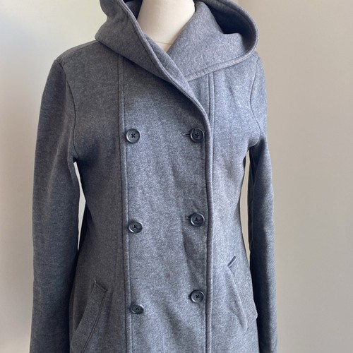 JAMES PERSE Hooded Coat Womens Sz 4 Grey Double Breasted Sweatcoat - Picture 3 of 9