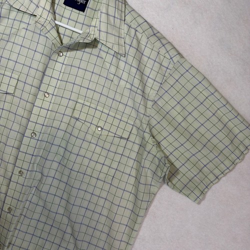 Camisa a Presión Vintage Wrangler Perla Para Hombre Cuadros Grandes Manga Corta Vaquero Occidental - Imagen 2 de 14