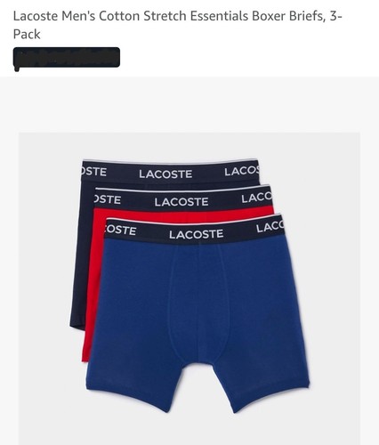 Calzoncillos boxer Lacoste Essentials de algodón elástico para hombre, paquete de 3 talla M - Imagen 4 de 4