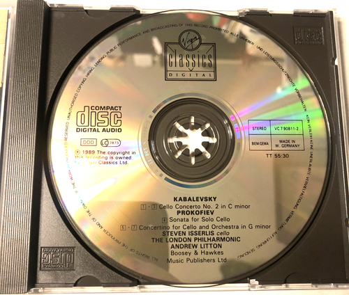 Steven Isserlis cello  Prokofiev Concertino Sonata Kabalevsky Concerto 2 CD Litt - Picture 3 of 5
