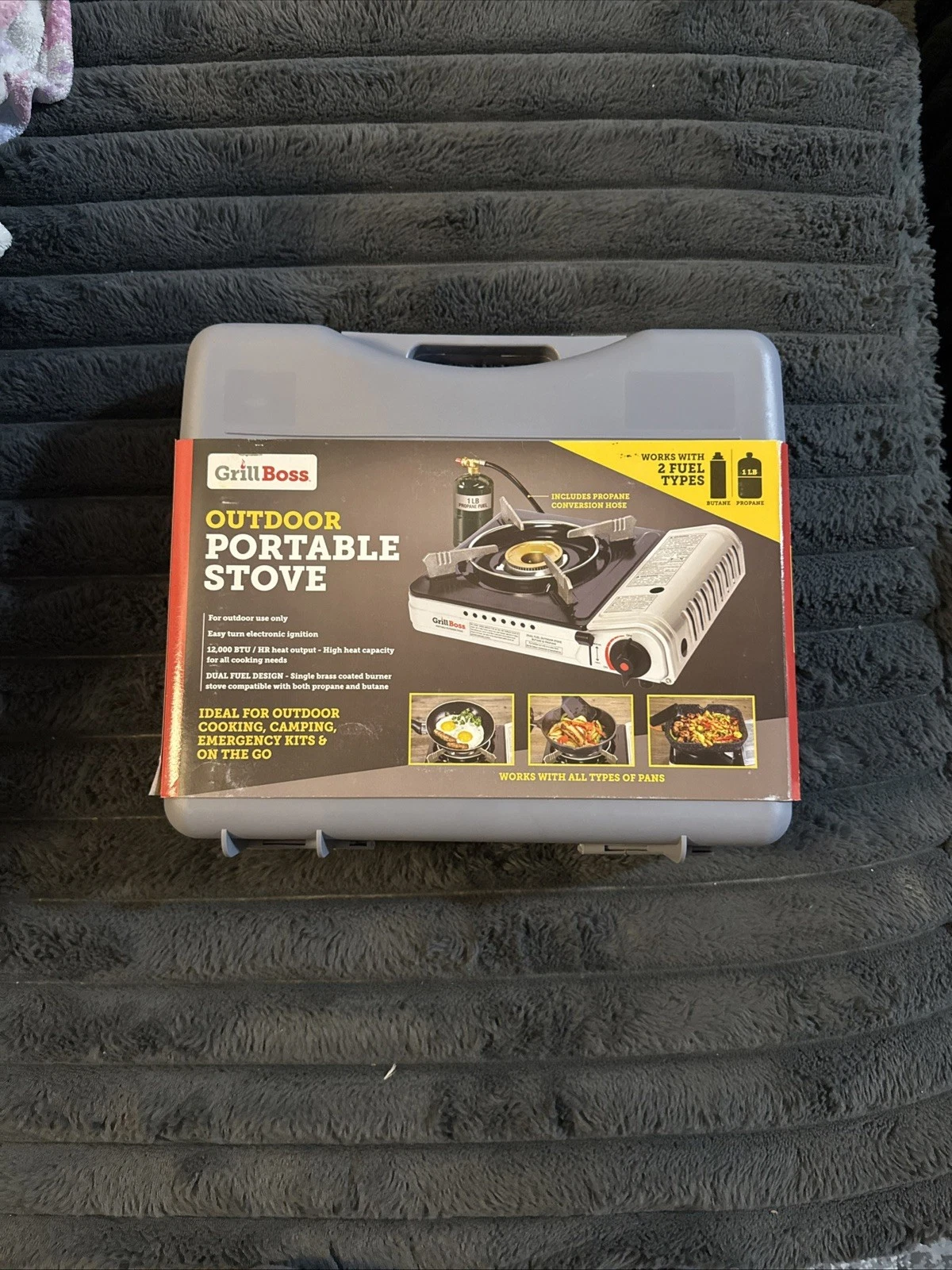 Grill Boss Dual Fuel Portable Stove, 12K BTU Camp Stove, Butane & Propane Por...