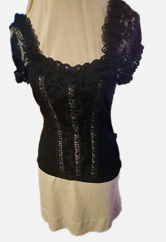 Marciano Lace Corset Look Shirt Y2K Women’s Lg. Goth Dark Romantic France