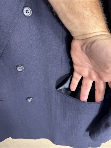 Conte Di Milano 46R Navy doppiopetto 6 sei bottoni pizzo risvolto lana testurizzata - Foto 4 di 16