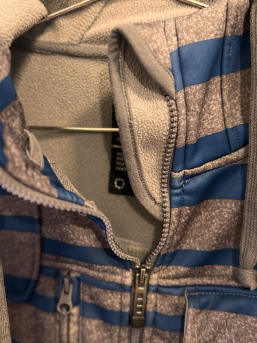 Empyre Jacket Mens Stripe Grey Snowboarding Technical Bonded Fleece Ski Sz S - Picture 6 of 8