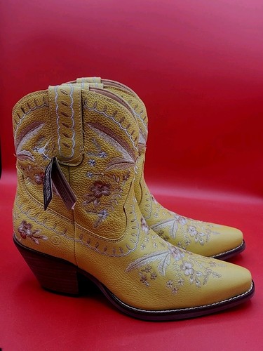 Dingo Women's Marigold/Yellow Embroidered Cowboy Boots New In Box Size 9 - Picture 2 of 8