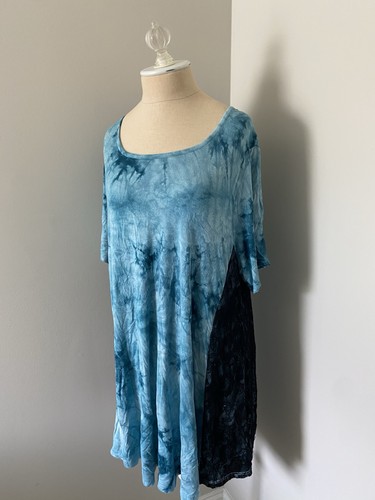 Gebrauchte Larace blau Batik Spitze Akzent Kurzarm Tunika Top 3X - Bild 2 von 5