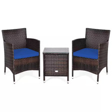 3-Piece Wicker Outdoor Furniture Sets Patio Conversation Set Chairs Coffee Table