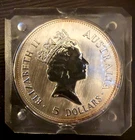 1990 Australia Kookaburra $5 Proof 1 oz .999 Silver in Original Mint Capsule