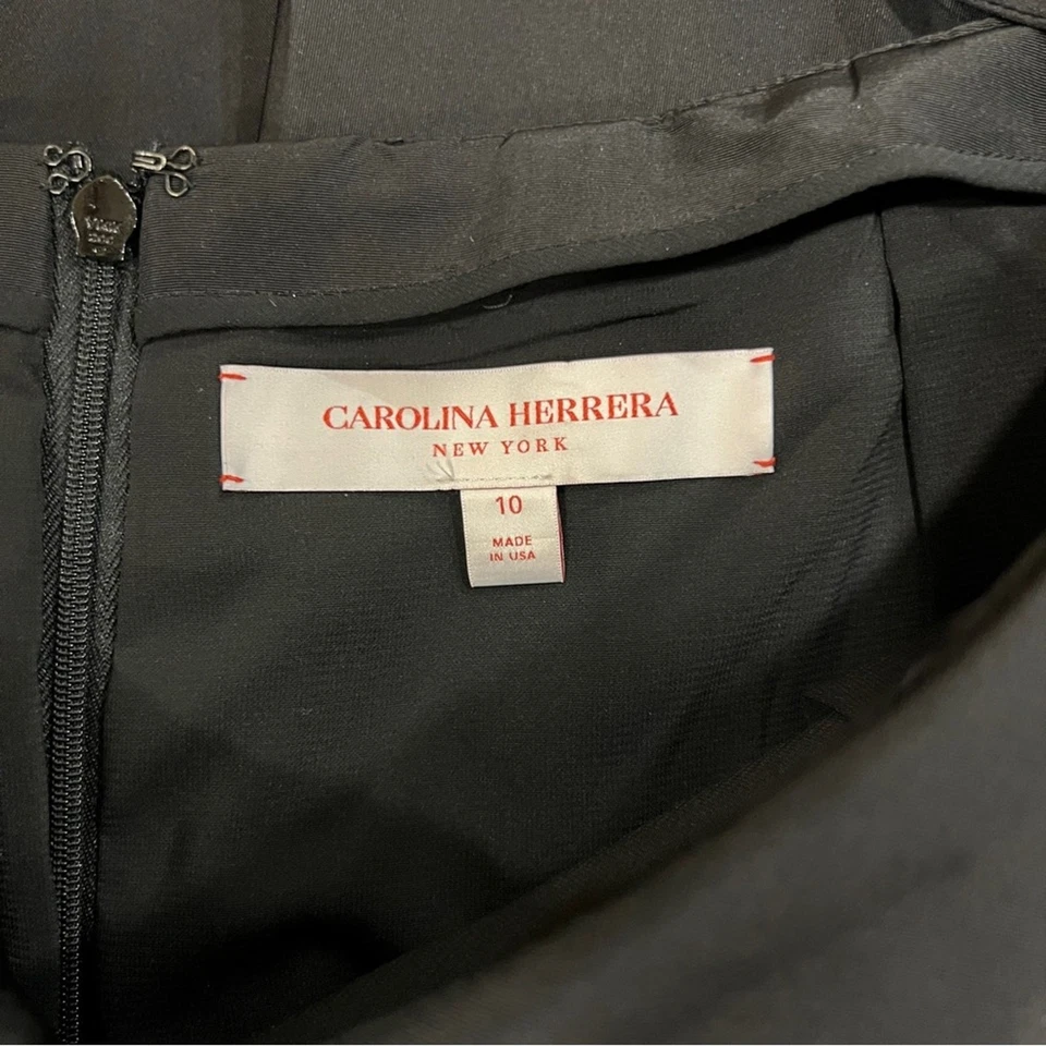 Maxi Falda Plisada Carolina Herrera Negra 100% Seda Tafetán Línea A Talla 10 Foto 4 de 4