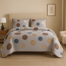 Reversible Cotton Blend Bedding Quilt Set with Embroidered Shams Elegant Floral