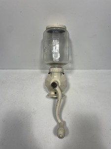 Antique Arcade Crystal No.4 Wall Mount Coffee Grinder Kitchen Primitive White