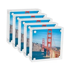 Mini Picture Frame 3x3 inch Acrylic Magnetic Photo Card Frame 20mm Thick 