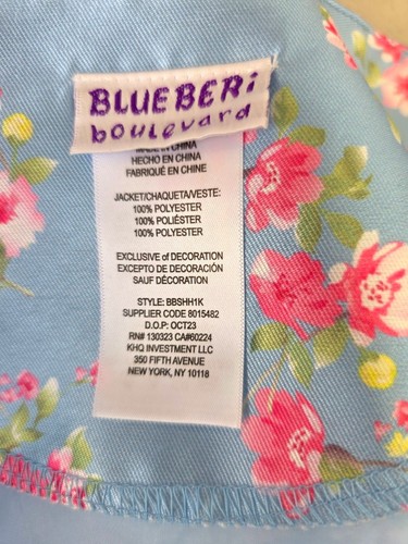 Blueberi Boulevard Floral Satin Jacket Girl Sz 6 Big Rhinestone Buttons Long Slv - Picture 5 of 8