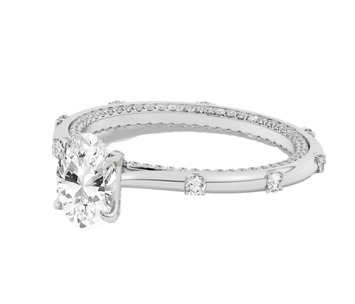 Zierlicher ovaler im Labor gezüchteter Diamant Halo Verlobungsring 1,50 Karat in 14 Karat Weißgold - Bild 4 von 7