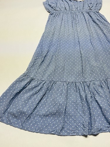 NWT Cacique Blue White Dot Ruffle Midi Sleep Gown House Dress Sz 26/28 Retro - Picture 7 of 21
