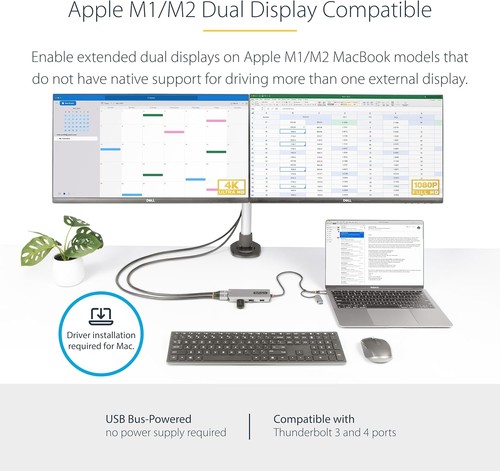 StarTech.com USB-C Multiport Adapter w/Attached USB-C to USB-A Dongle, Dual HDMI - 第 8/9 張圖片