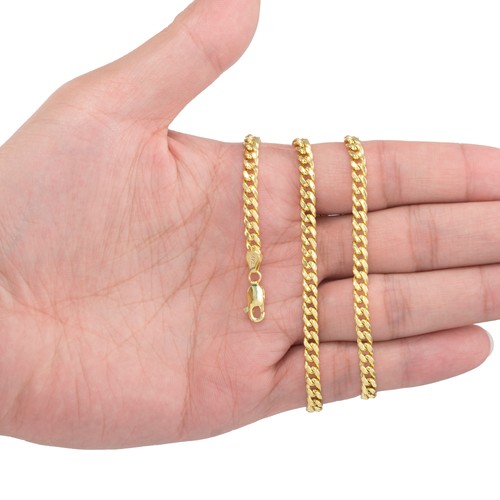 14K Yellow Gold 4.5mm Miami Cuban Link Chain Italian Necklace Mens Women 20" - Picture 4 of 11