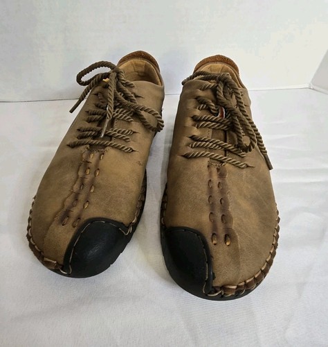 SHIONFASHION SPORT Mens Brown Leather Shoes Loafers Moccasin Size US 10.5 EUR 44 - Picture 6 of 12