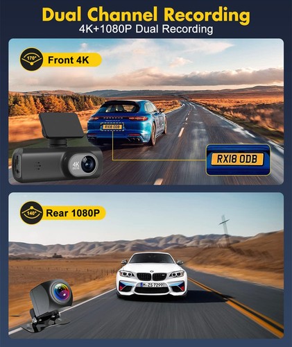 Dash Cam 4K+1080P Auto Kamera Recorder mit GPS WiFi Auto DVR 24H Parkmonitor - Bild 11 von 19