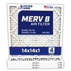 Filter King 14x14x1 Air Filter 4-PACK MERV 8 Actual Size 13.5 x 13.5 x .75"