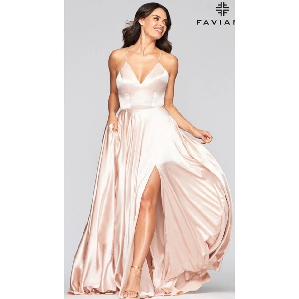 Vestido Faviana Glamour con cordones espalda en perla talla 00 nuevo con etiquetas (promoción, dama de honor, formal) Foto 4 de 4