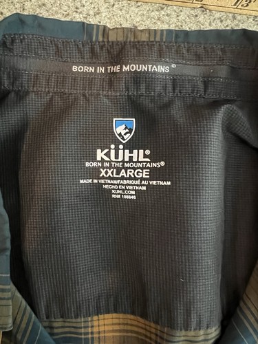 Camisa Kuhl Naranja Azul A Cuadros Manga Corta Abotonada Exterior Senderismo Camping XXL - Imagen 10 de 17