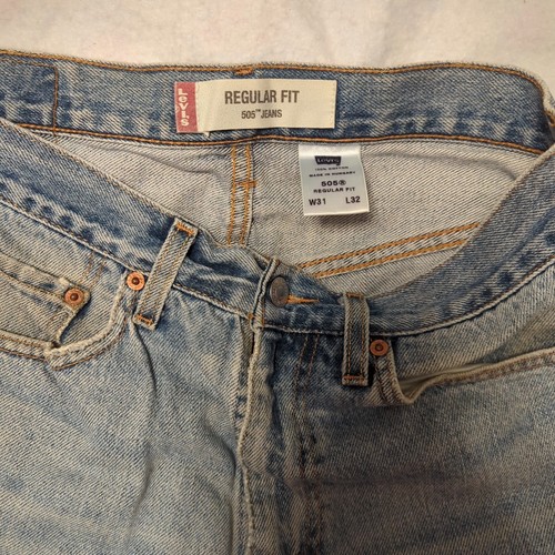 VTG Levi's 505 Light Blue Jeans Men SZ 31x32 Regular Fit Faded Distressed Grunge - Picture 4 of 8