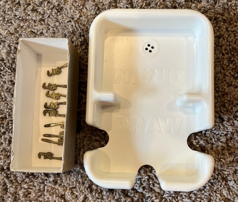 1972 Waterworks Card Game Wrench Replacement Parts - 9 wrenches & Bathtub