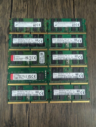 Lot of 10x 16GB DDR4 RAM Modules – Mixed Brands & Speeds