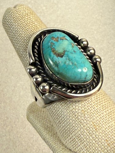 Vintage Navajo Sterlingsilber & Türkis Ring Größe 9,25