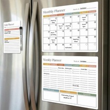 Beautiful Magnetic Dry Erase Calendar Set of 3 - Easy-to-Erase Whiteboard with M
