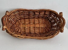 Oval Wicker Basket Bread Baguette With Handless Fruit, Flowers,  21"x 11"x6.5"