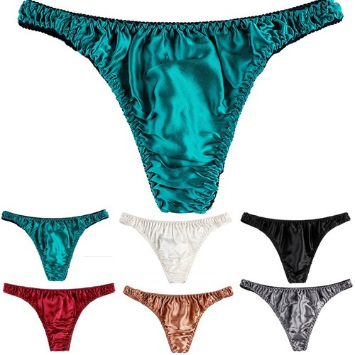 Sexy Slips Unterwäsche Low Rise Gummibund Höschen Seide Sissy Tangas - Bild 5 von 16