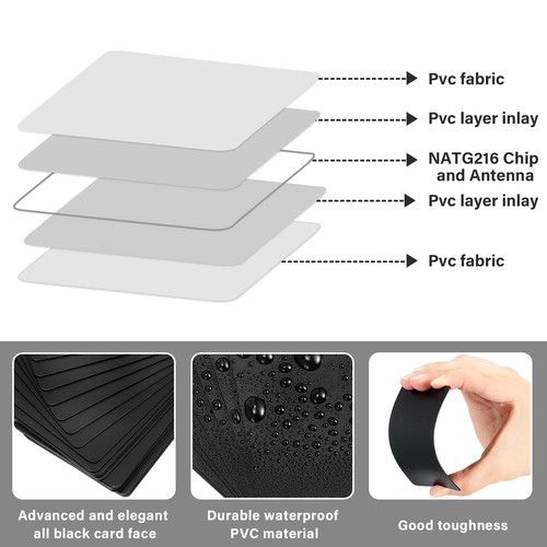 100 pezzi schede NFC vuote PVC nere chip 868 byte schede di memoria a colori digitale P - Foto 3 di 7